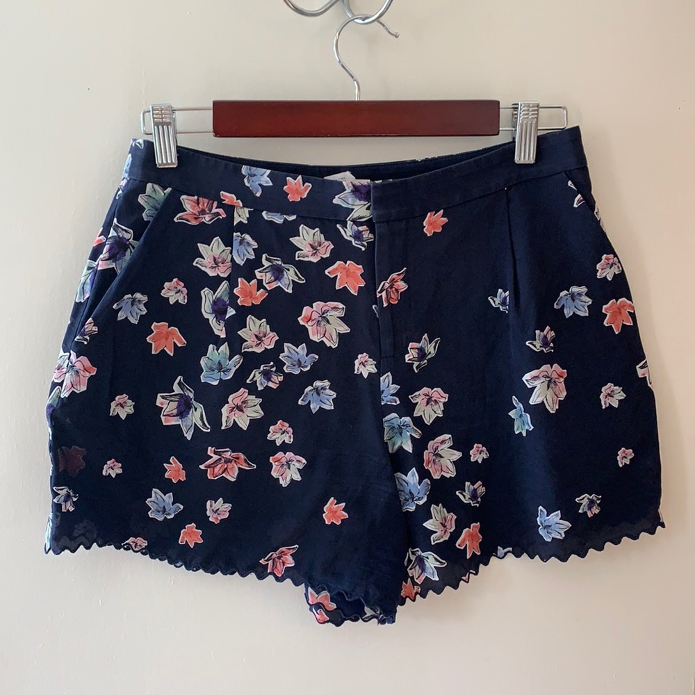 Club Monaco Navy/Floral Silk Shorts